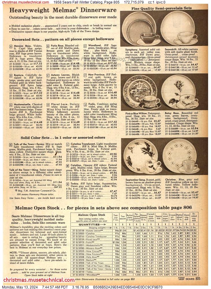 1958 Sears Fall Winter Catalog, Page 805