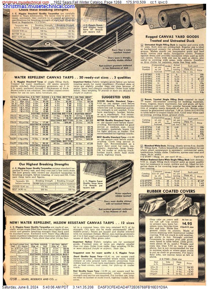 1952 Sears Fall Winter Catalog, Page 1268