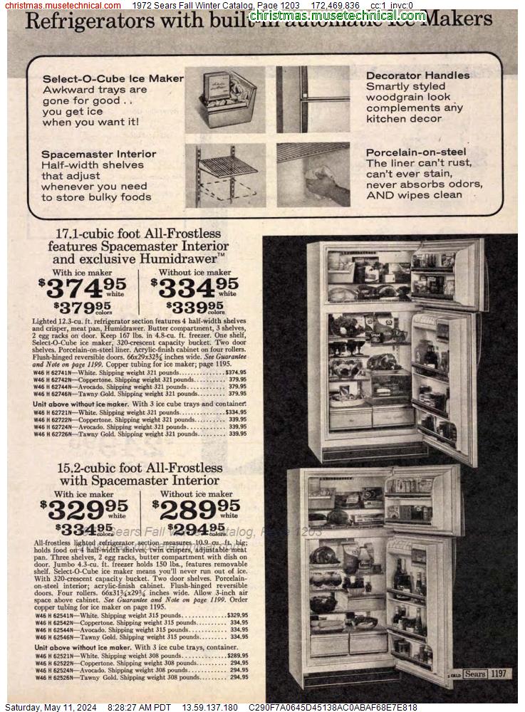 1972 Sears Fall Winter Catalog, Page 1203