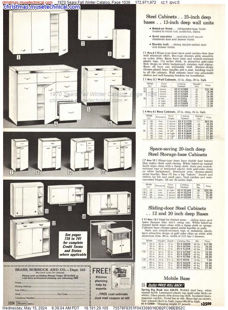 1970 Sears Fall Winter Catalog, Page 1036