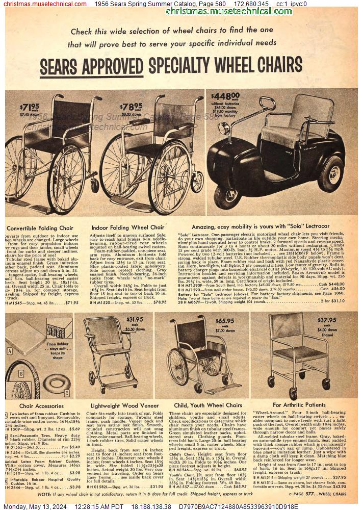1956 Sears Spring Summer Catalog, Page 580