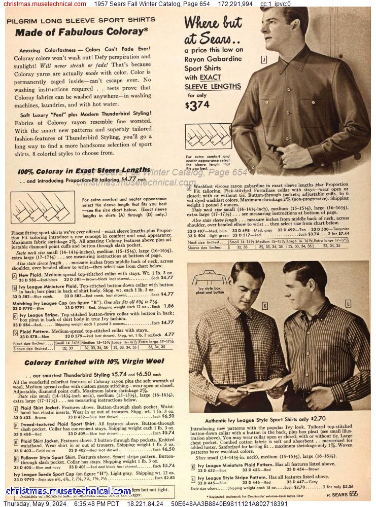 1957 Sears Fall Winter Catalog, Page 654