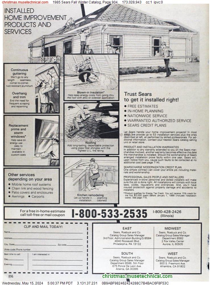 1985 Sears Fall Winter Catalog, Page 904