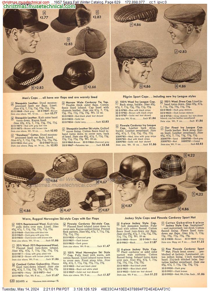 1957 Sears Fall Winter Catalog, Page 629