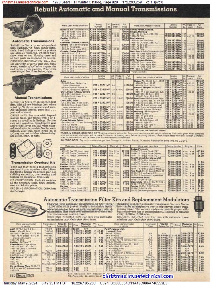 1978 Sears Fall Winter Catalog, Page 820