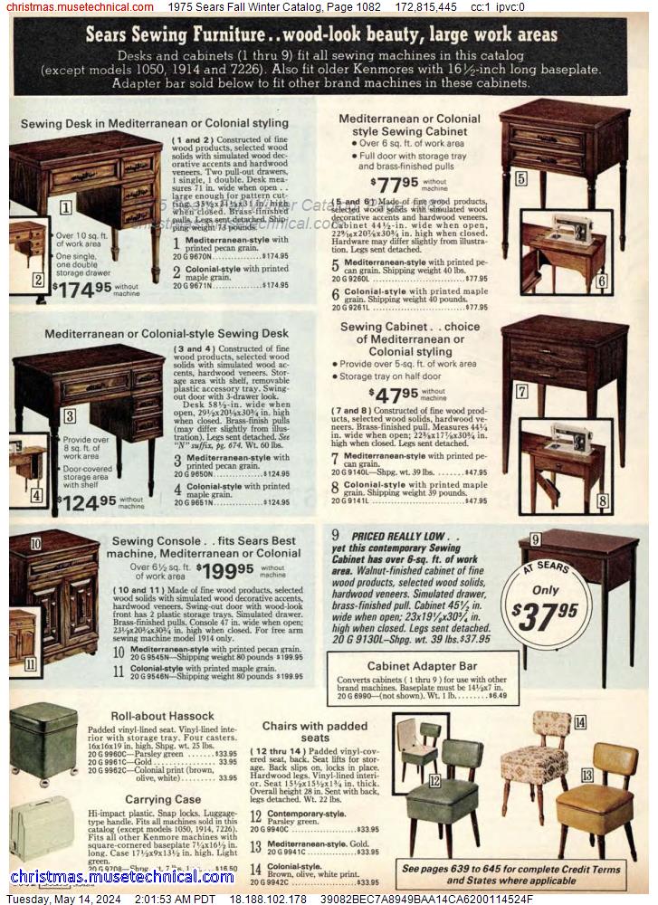1975 Sears Fall Winter Catalog, Page 1082