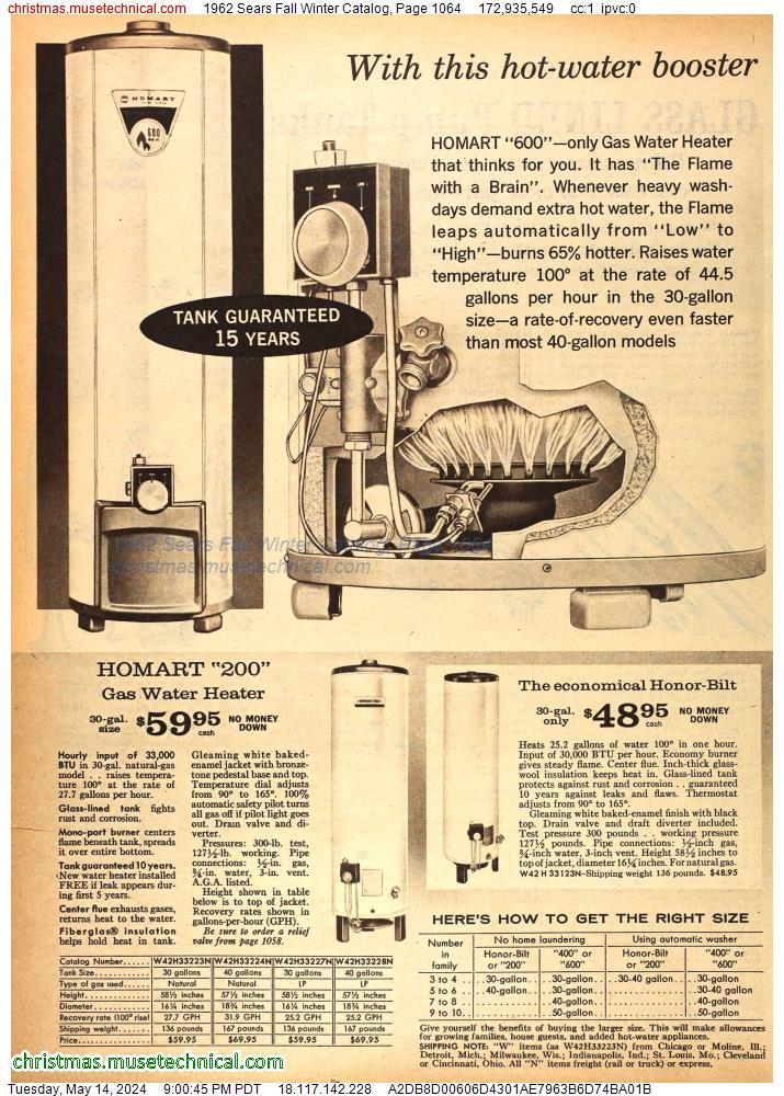 1962 Sears Fall Winter Catalog, Page 1064