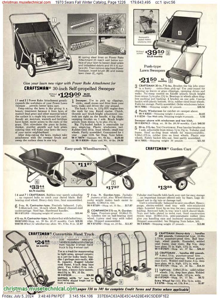 1970 Sears Fall Winter Catalog, Page 1226