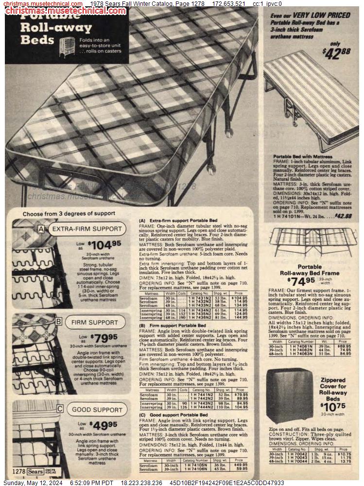 1978 Sears Fall Winter Catalog, Page 1278