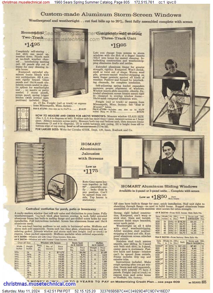 1960 Sears Spring Summer Catalog, Page 805