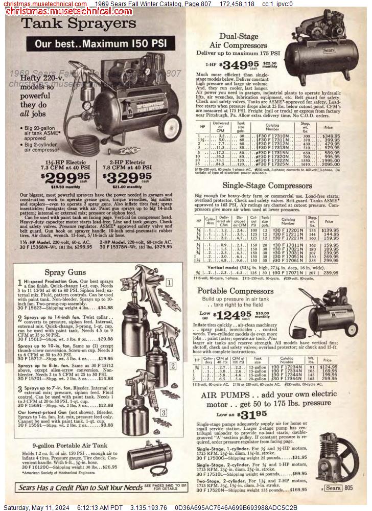 1969 Sears Fall Winter Catalog, Page 807