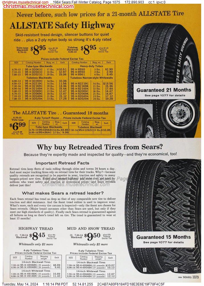 1964 Sears Fall Winter Catalog, Page 1075