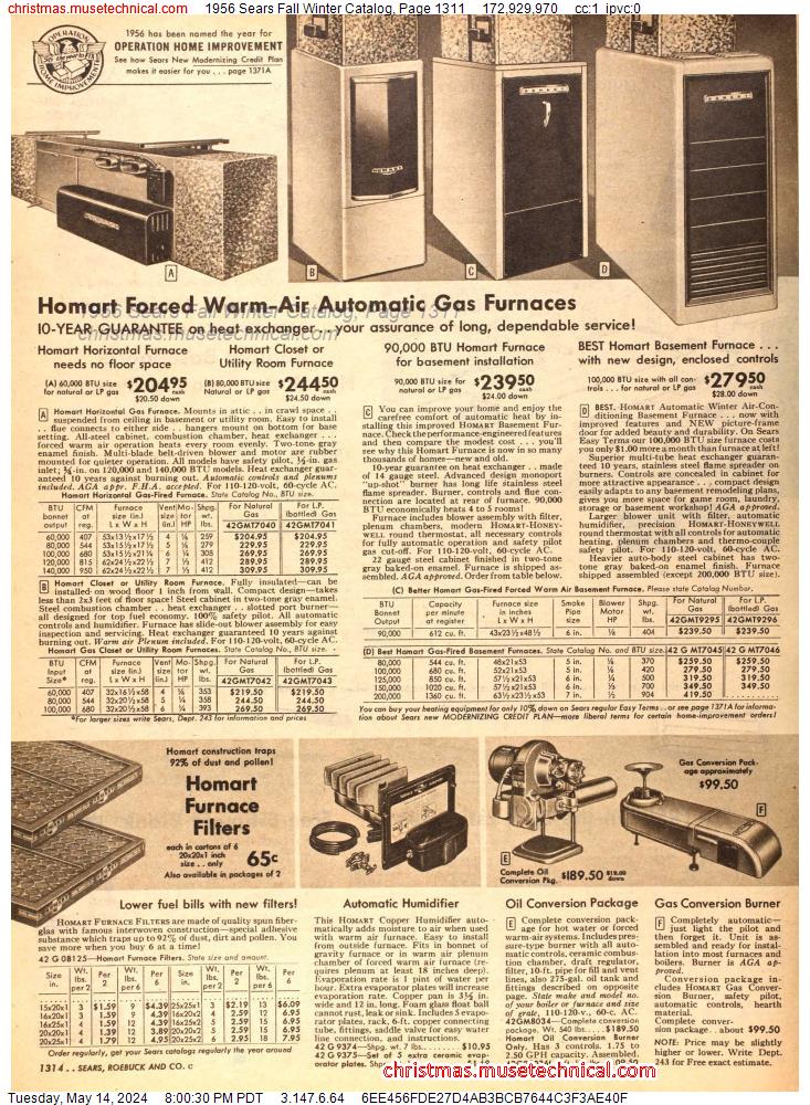 1956 Sears Fall Winter Catalog, Page 1311