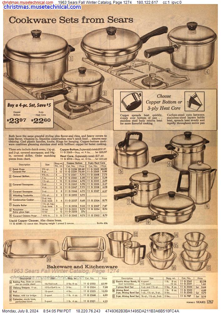 1963 Sears Fall Winter Catalog, Page 1274
