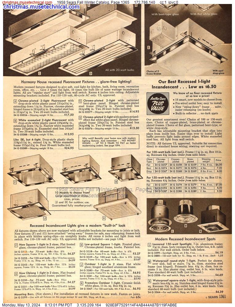 1958 Sears Fall Winter Catalog, Page 1365