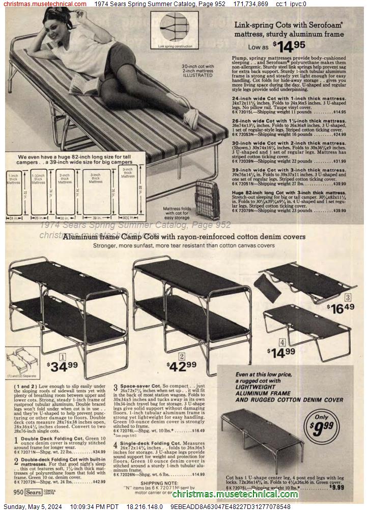 1974 Sears Spring Summer Catalog, Page 952