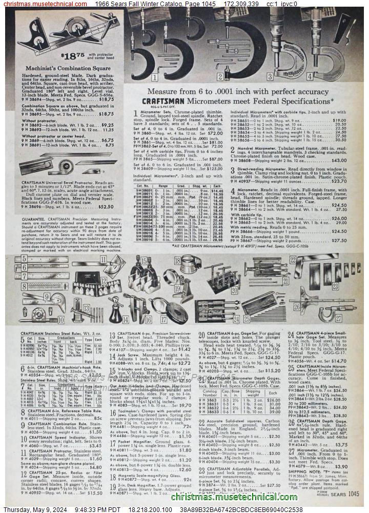 1966 Sears Fall Winter Catalog, Page 1045