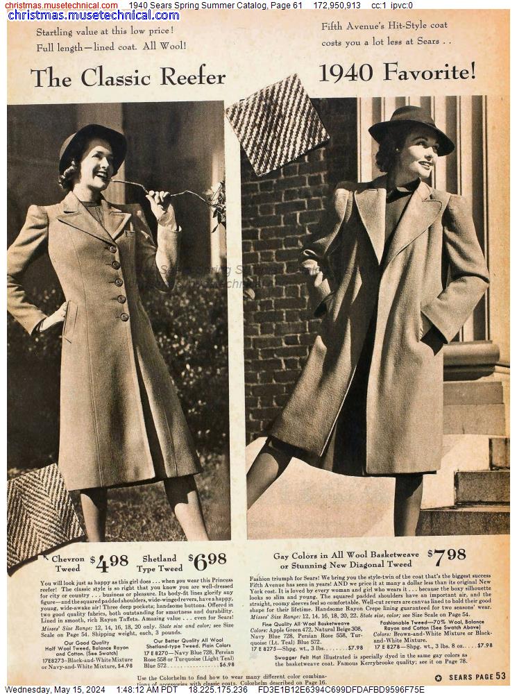 1940 Sears Spring Summer Catalog, Page 61