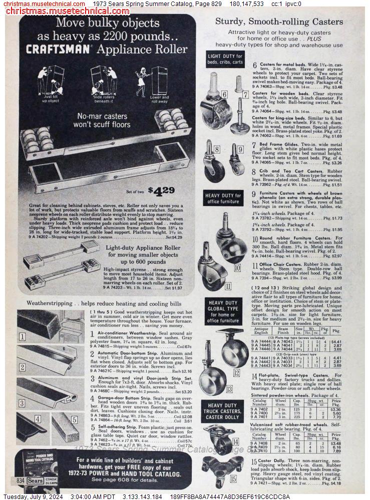 1973 Sears Spring Summer Catalog, Page 829