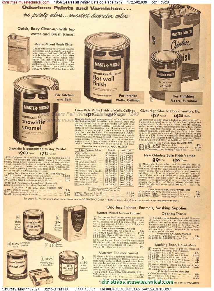 1956 Sears Fall Winter Catalog, Page 1249