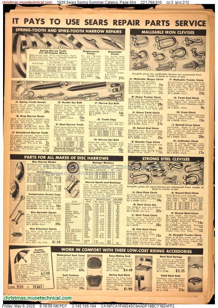 1939 Sears Spring Summer Catalog, Page 954