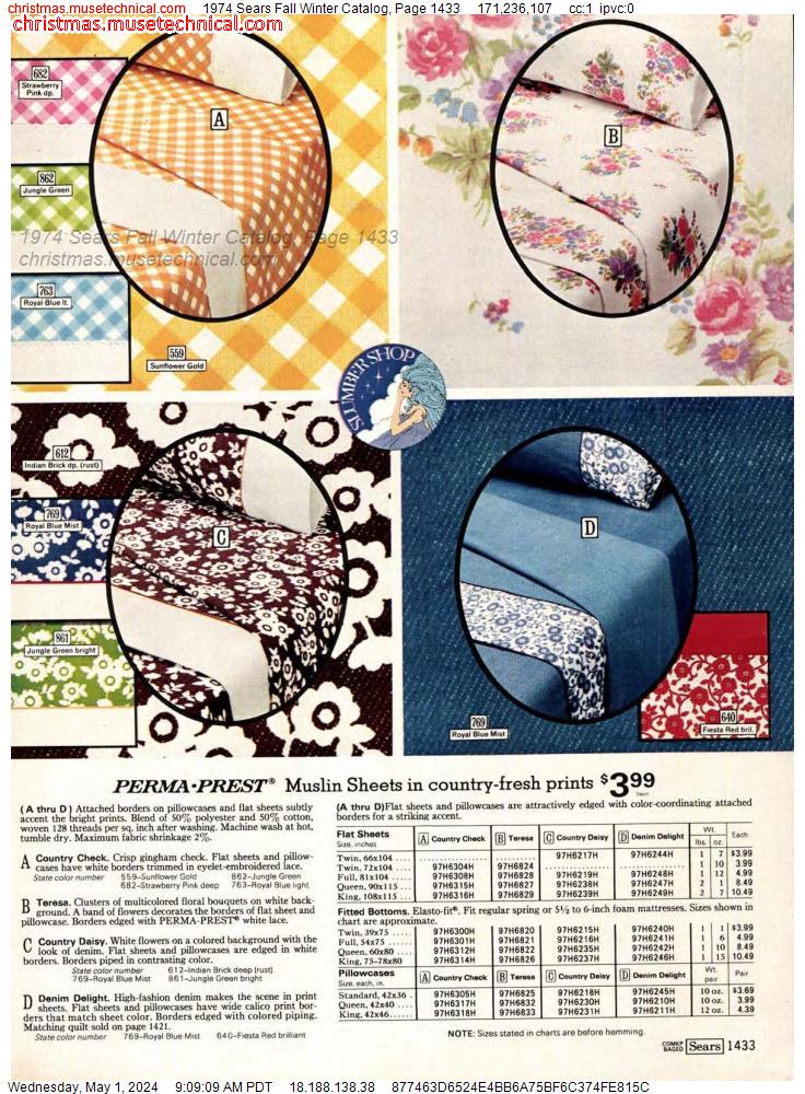 1974 Sears Fall Winter Catalog, Page 1433