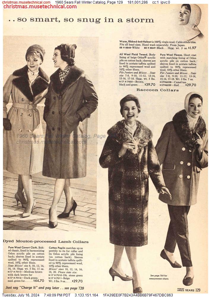 1960 Sears Fall Winter Catalog, Page 129