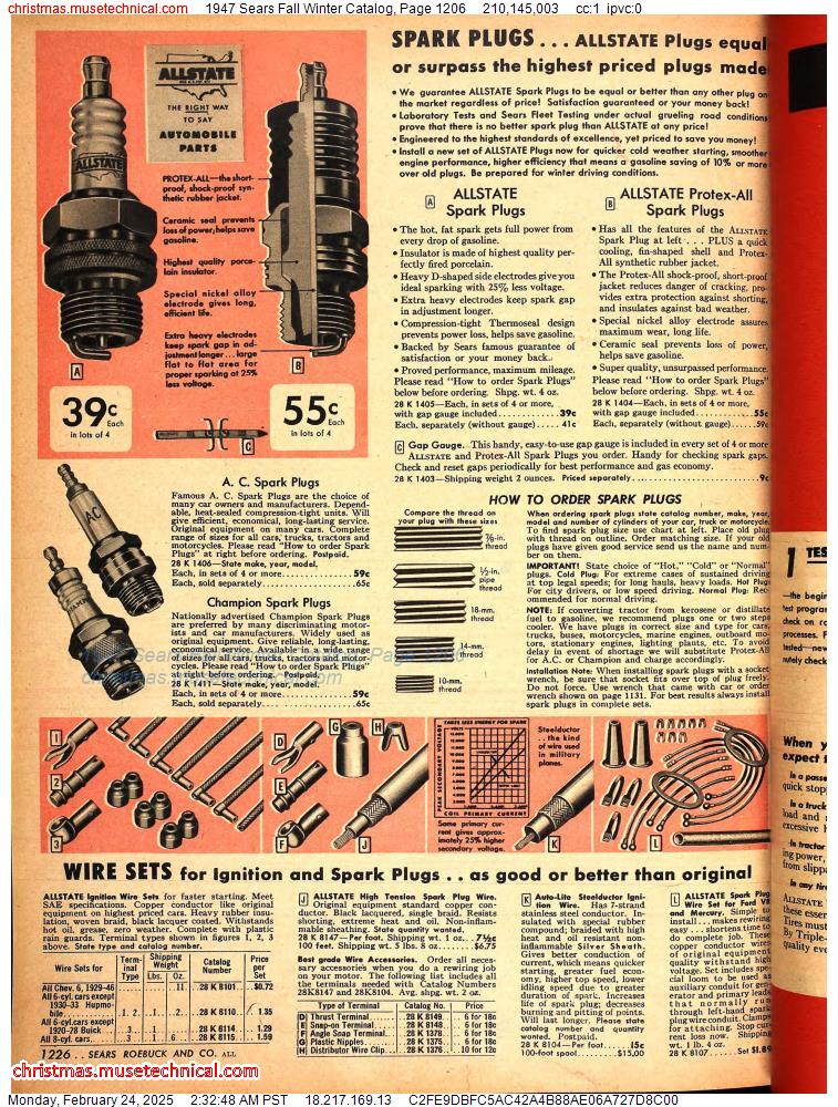 1947 Sears Fall Winter Catalog, Page 1206