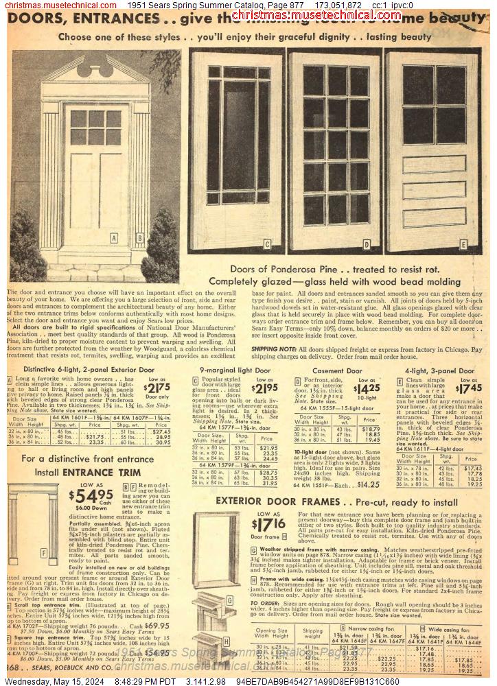 1951 Sears Spring Summer Catalog, Page 877
