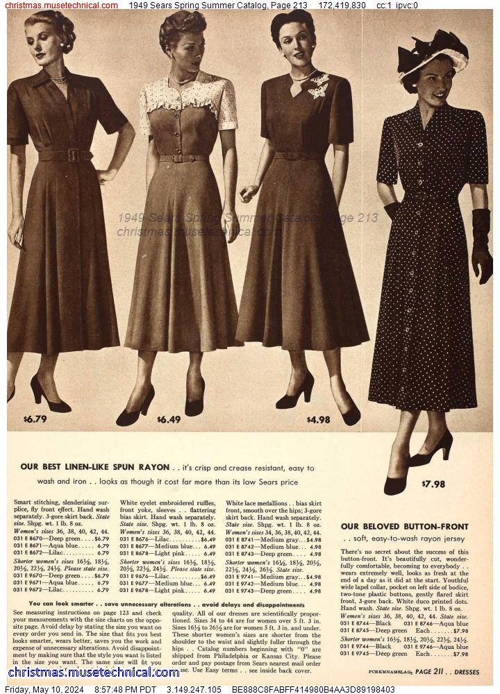 1949 Sears Spring Summer Catalog, Page 213