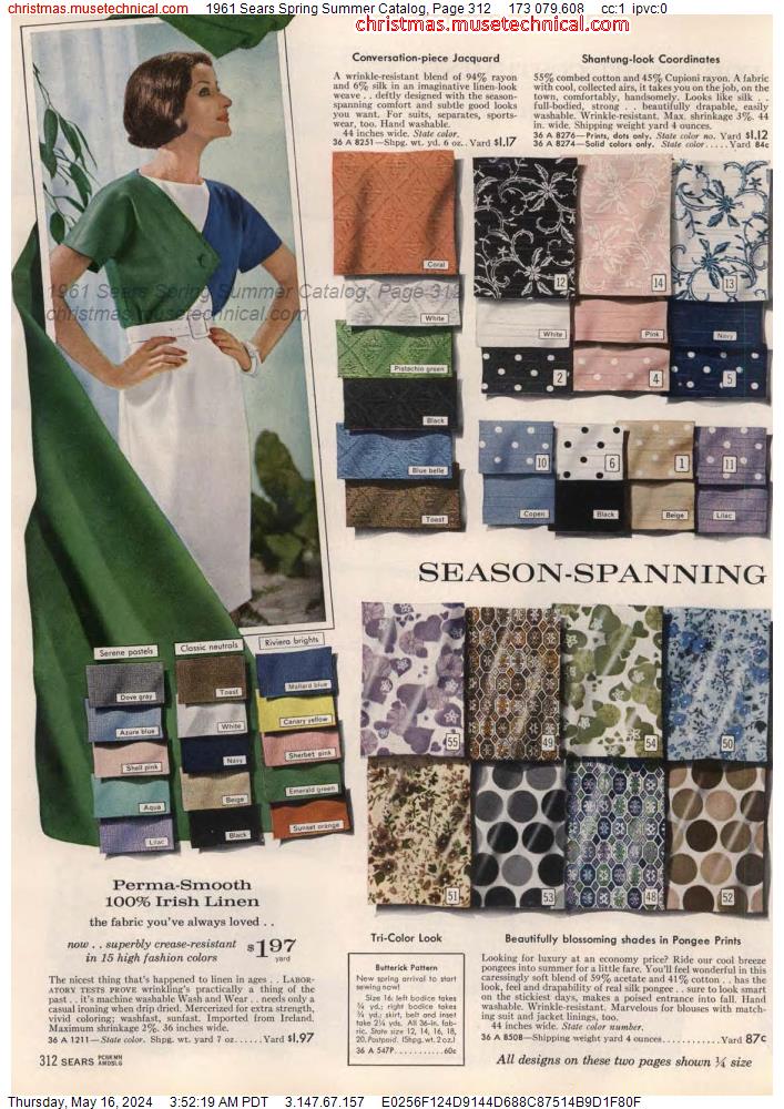 1961 Sears Spring Summer Catalog, Page 312