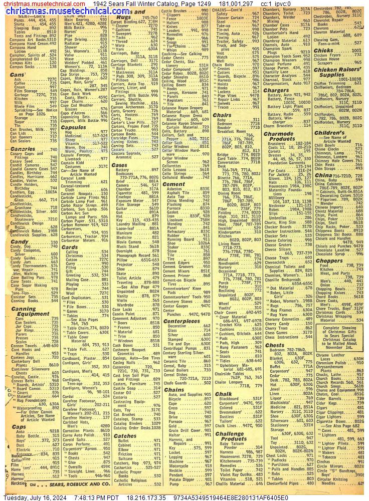 1942 Sears Fall Winter Catalog, Page 1249