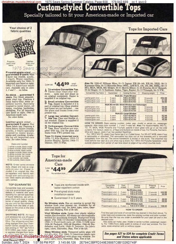 1975 Sears Spring Summer Catalog, Page 608