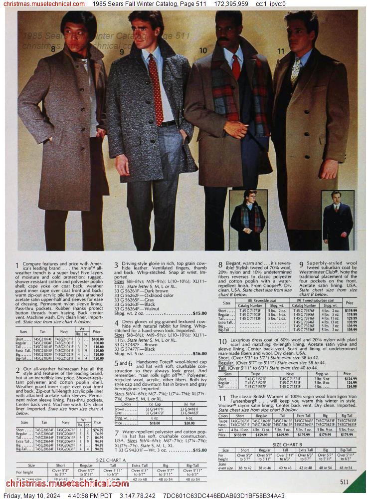 1985 Sears Fall Winter Catalog, Page 511