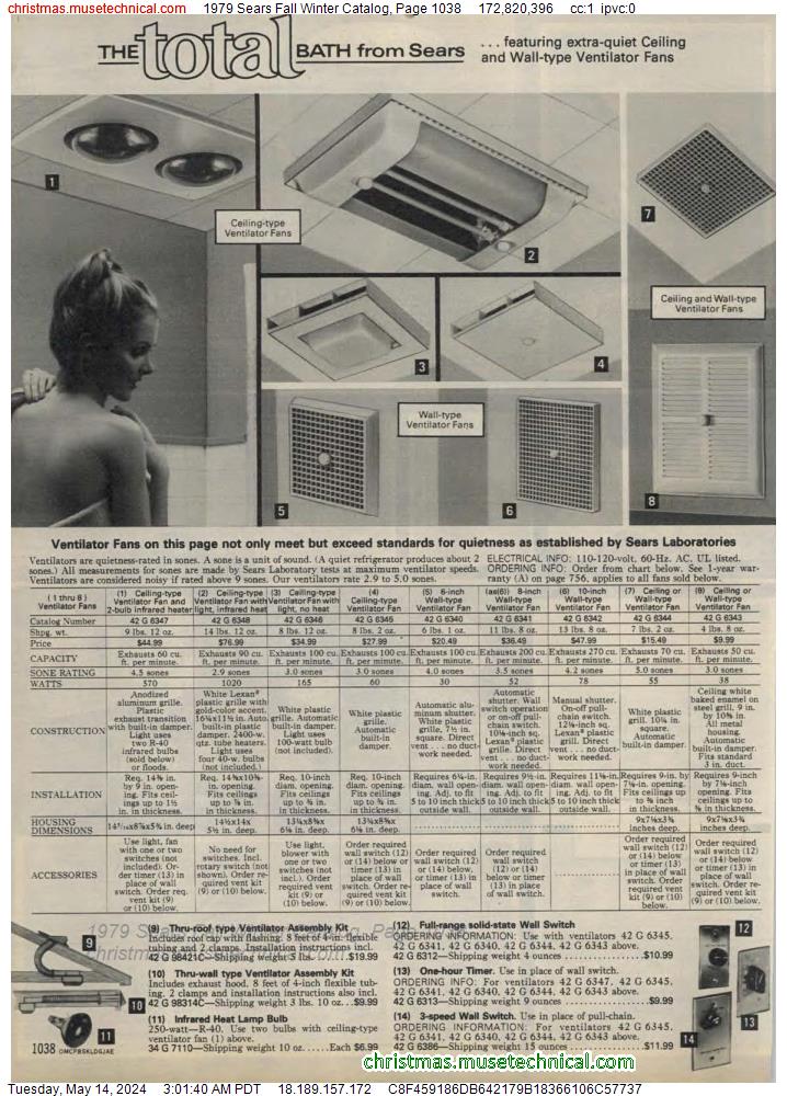 1979 Sears Fall Winter Catalog, Page 1038
