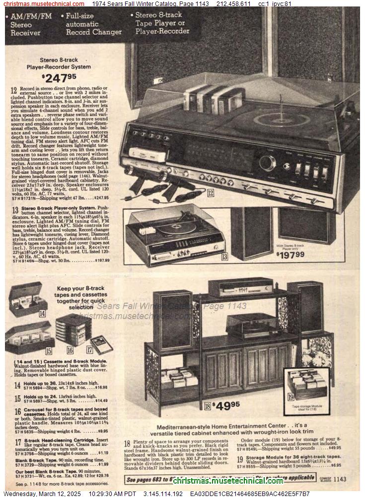 1974 Sears Fall Winter Catalog, Page 1143