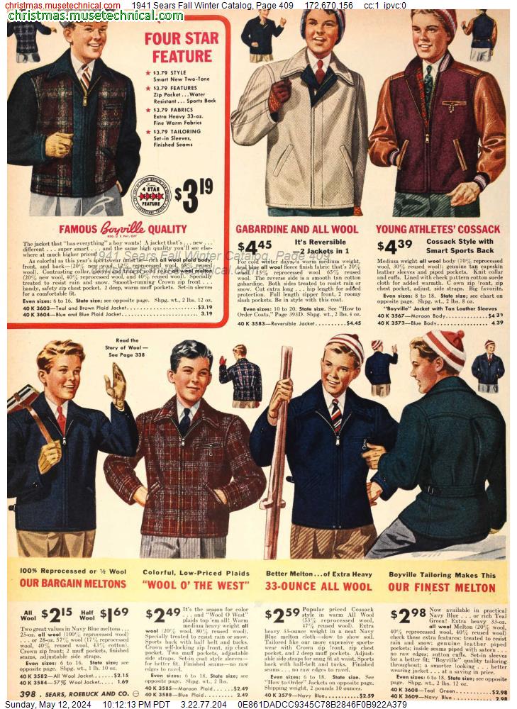 1941 Sears Fall Winter Catalog, Page 409