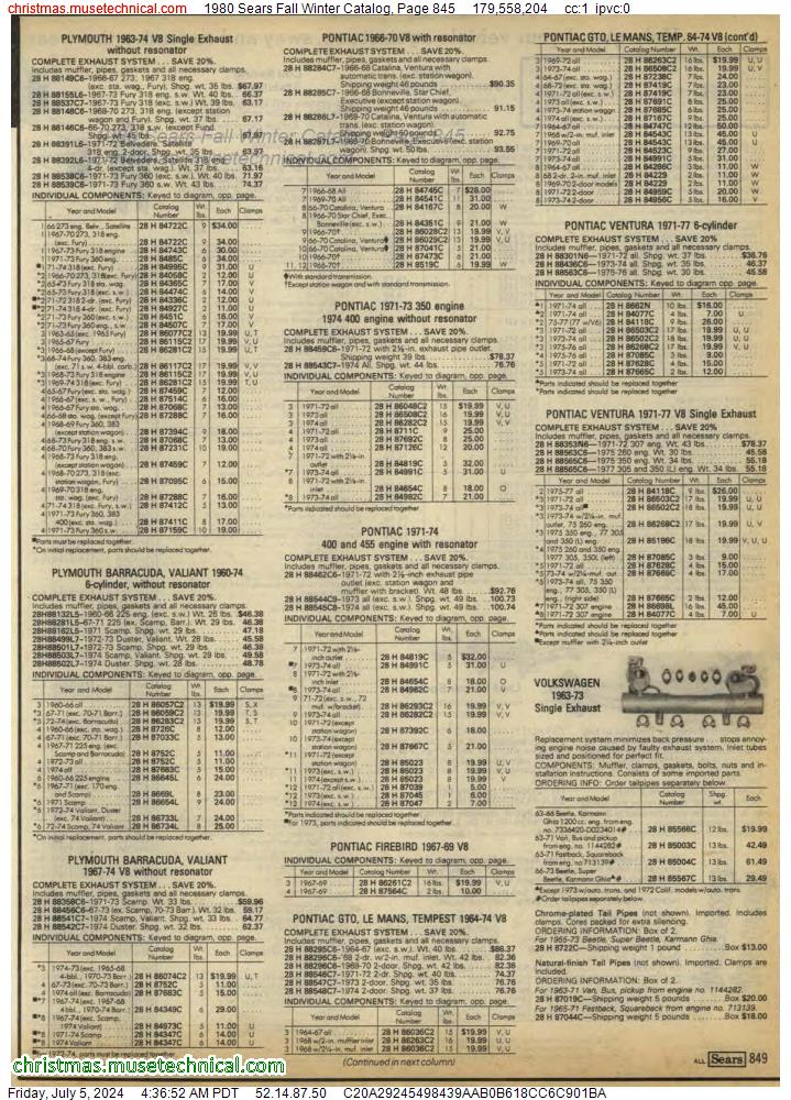 1980 Sears Fall Winter Catalog, Page 845