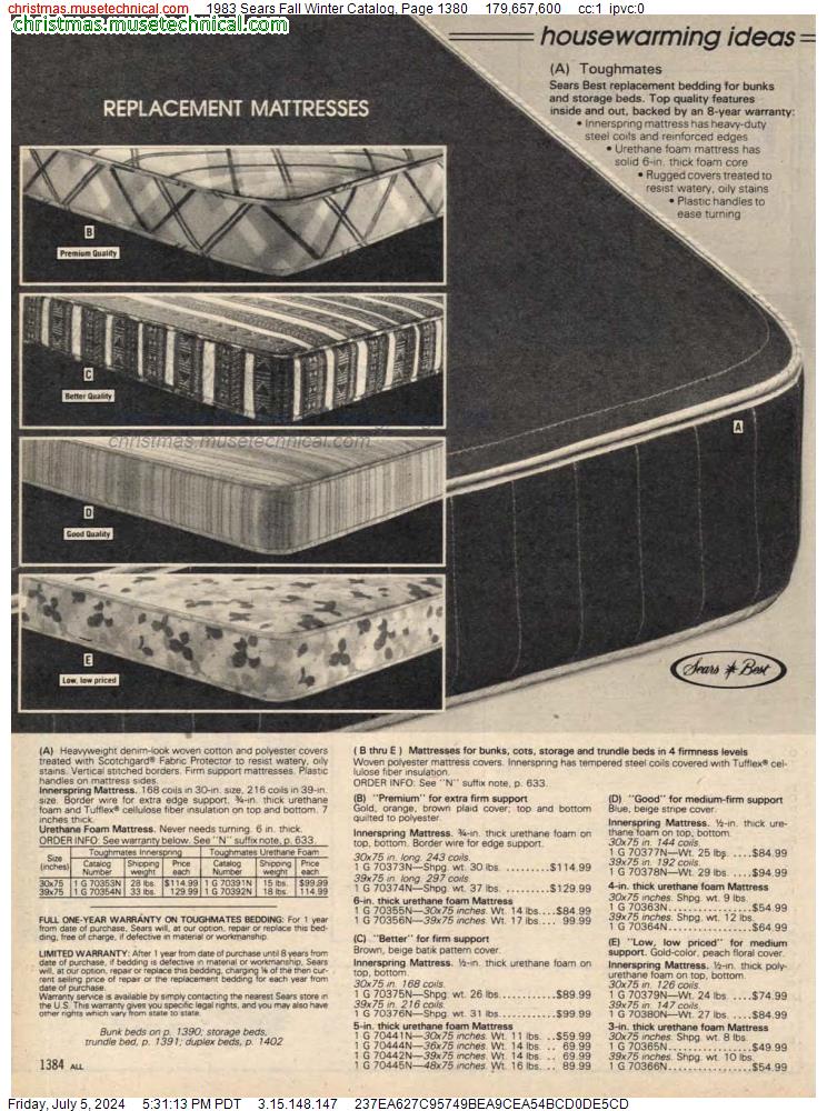 1983 Sears Fall Winter Catalog, Page 1380
