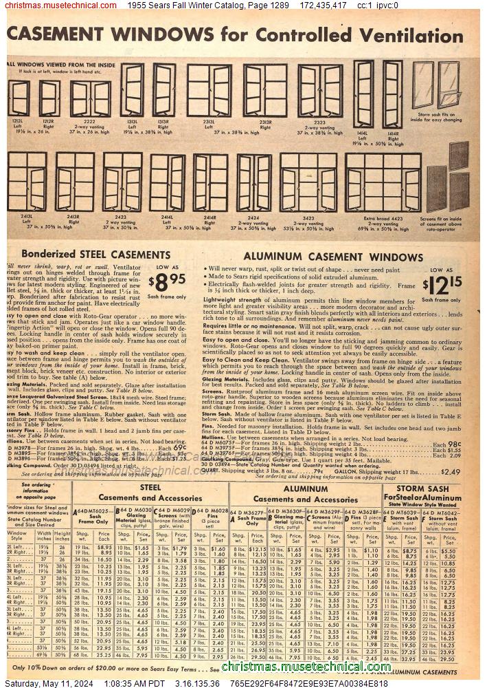 1955 Sears Fall Winter Catalog, Page 1289