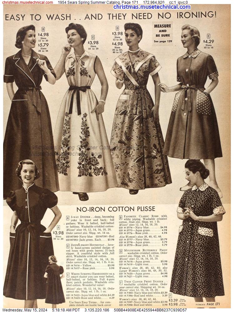1954 Sears Spring Summer Catalog, Page 171