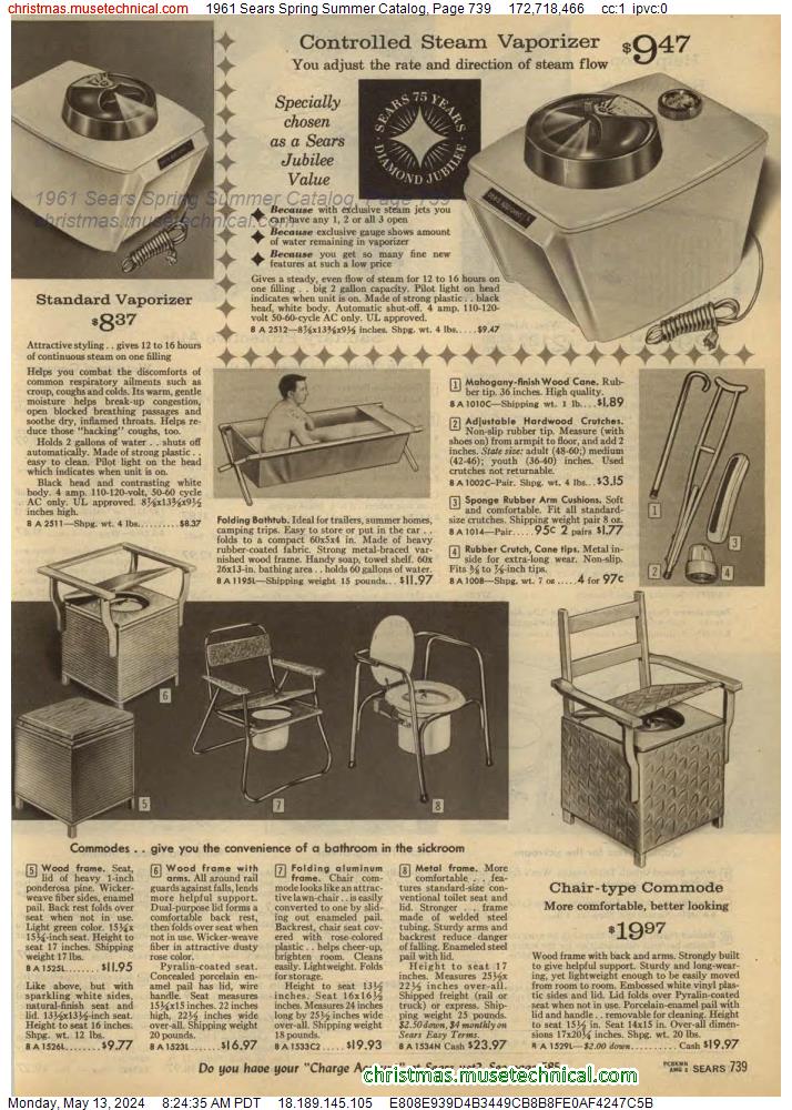 1961 Sears Spring Summer Catalog, Page 739