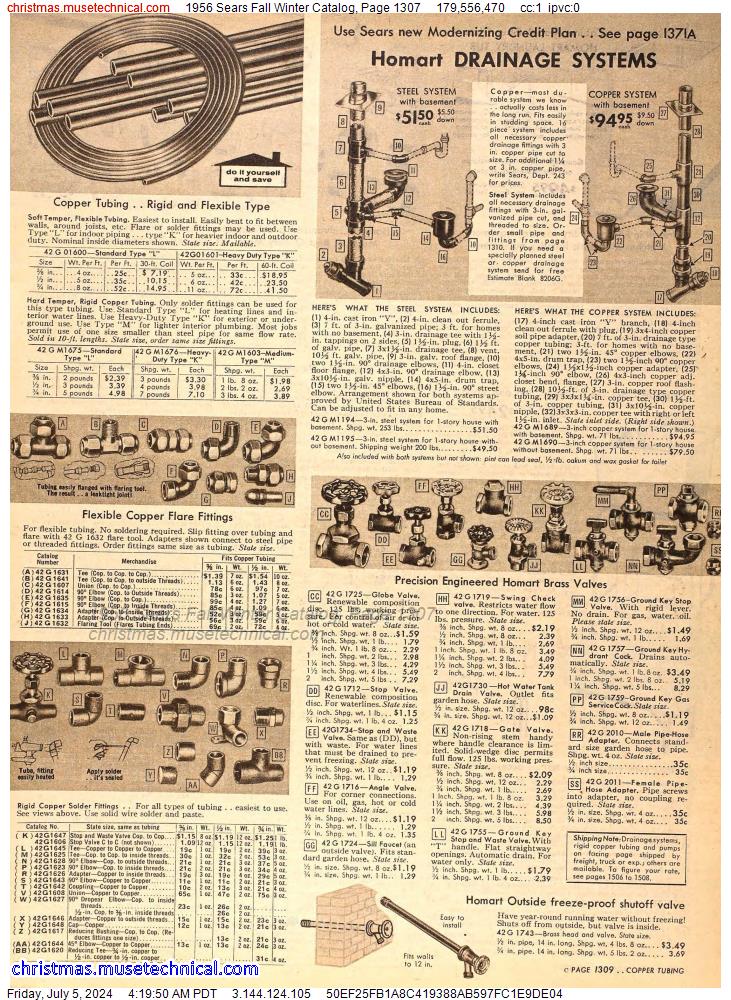 1956 Sears Fall Winter Catalog, Page 1307