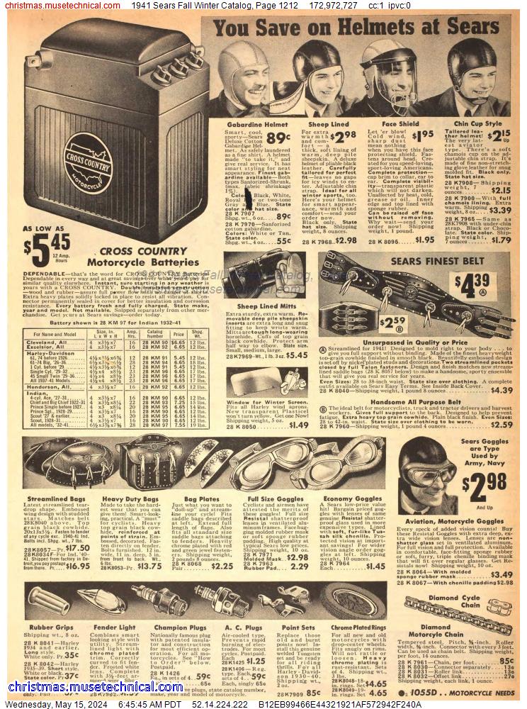 1941 Sears Fall Winter Catalog, Page 1212