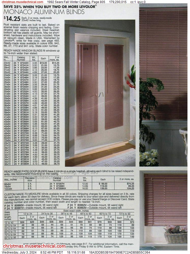1992 Sears Fall Winter Catalog, Page 805