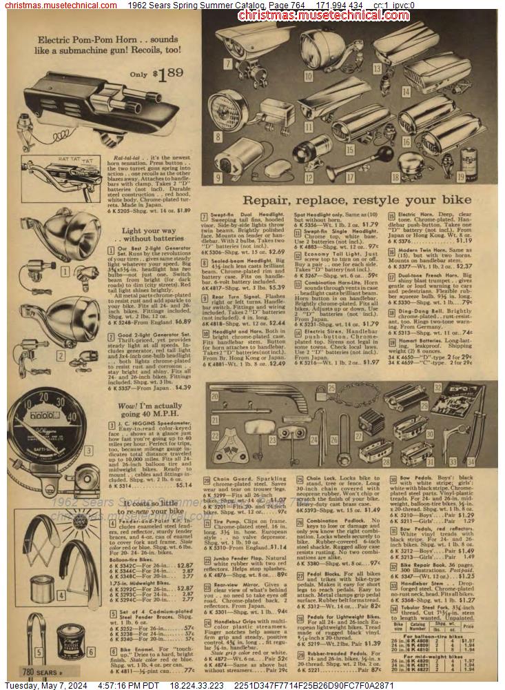 1962 Sears Spring Summer Catalog, Page 764