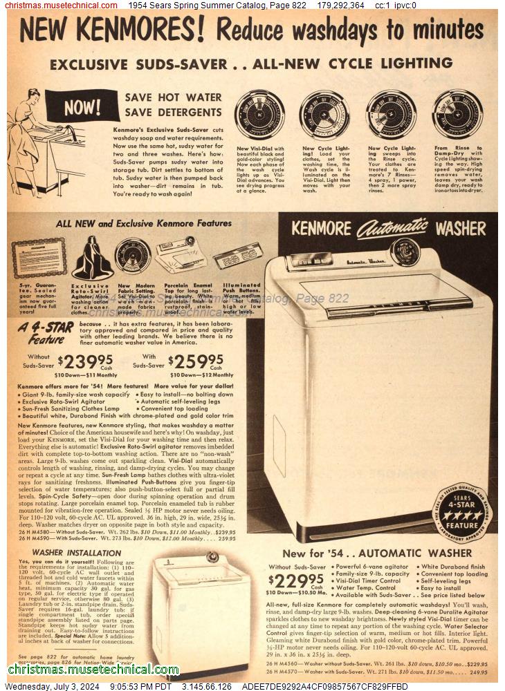 1954 Sears Spring Summer Catalog, Page 822