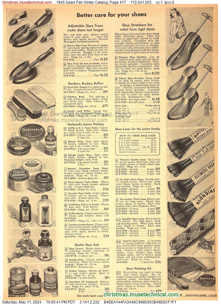 1945 Sears Fall Winter Catalog, Page 417