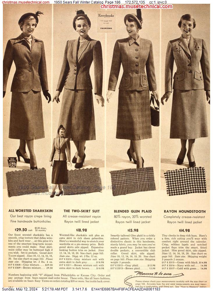 1950 Sears Fall Winter Catalog, Page 186