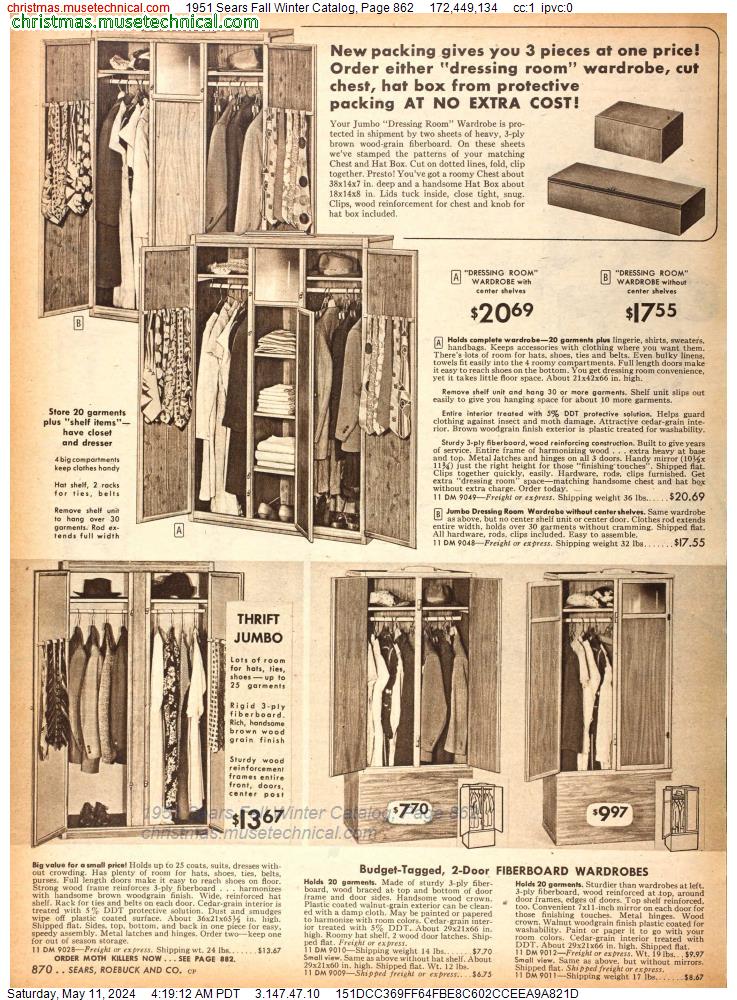 1951 Sears Fall Winter Catalog, Page 862